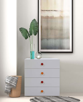 Storia Chest of Drawer in Frosty White Finish,