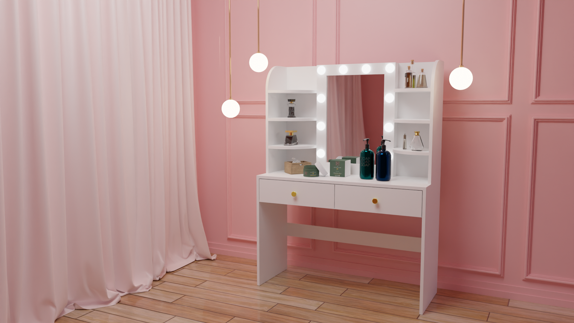 THE MAKEUP BOOTH | MAKEUP VANITY WITH LED LIGHTS - Omaara